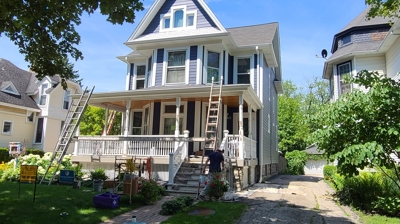 Fresh trim on Hardie board siding